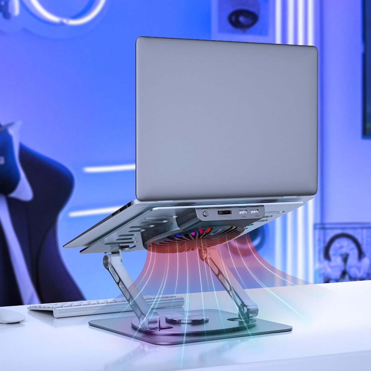 mbeat Stage S8 Rotating Laptop Stand with RGB Cooling Fan and USB Ports
