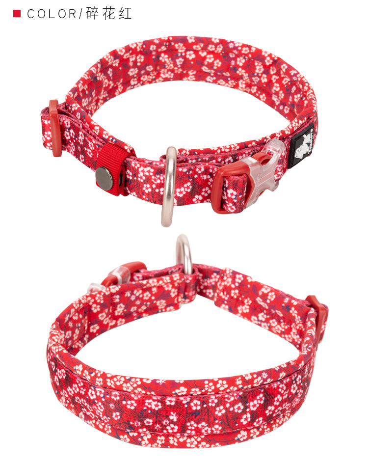 Poppy Red Floral Dog Collar - Size 2XS