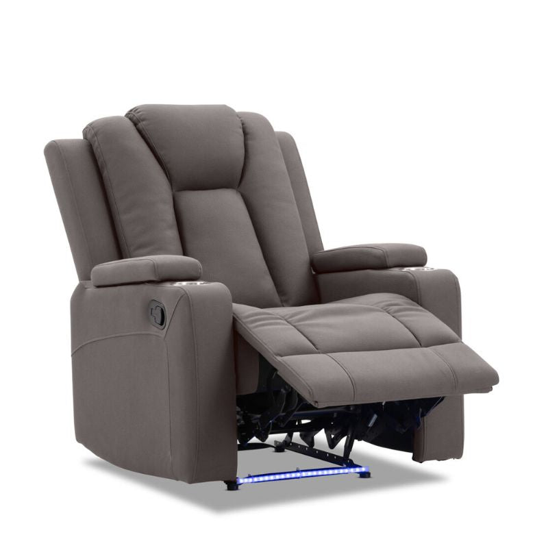 Theatre Electric Recliner Sofa Buckskin Fabric Single Chocolate