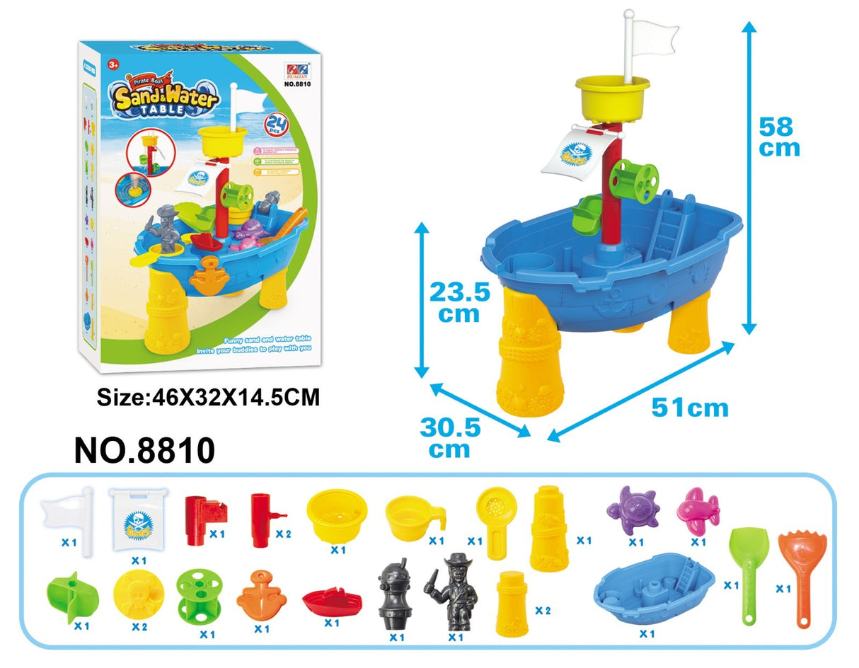 Ahoy! Pirate Adventure Sand and Water Play Table with 24 Fun Accessories