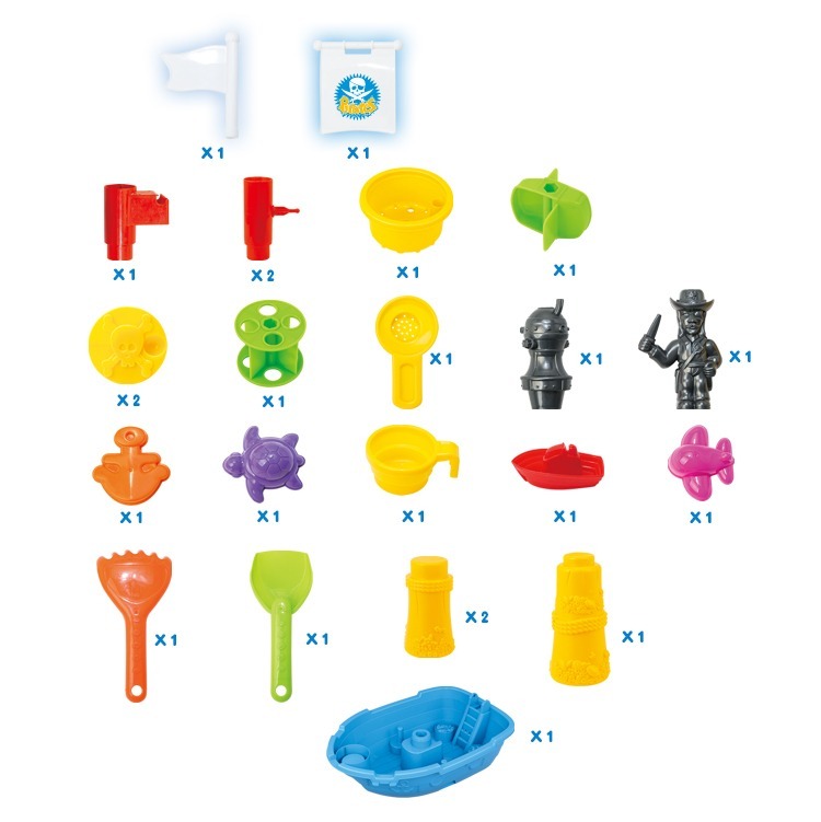 Ahoy! Pirate Adventure Sand and Water Play Table with 24 Fun Accessories