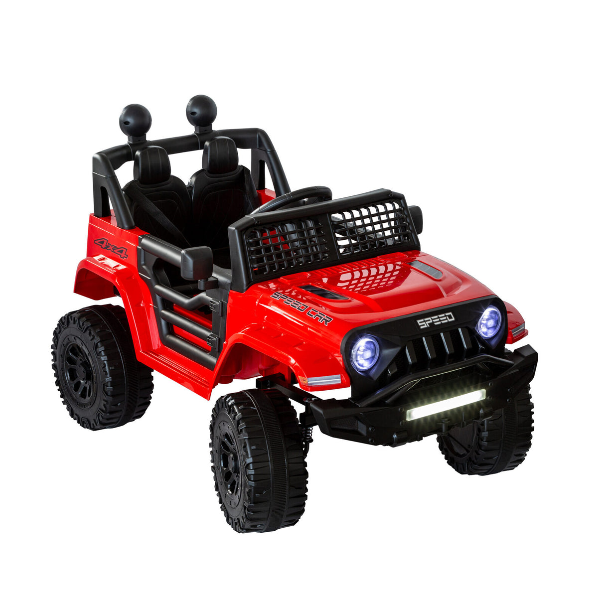Adventure-Ready Red Jeep-Inspired Remote Control Electric Ride-On Car