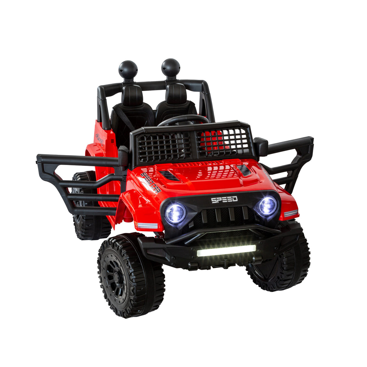 Adventure-Ready Red Jeep-Inspired Remote Control Electric Ride-On Car
