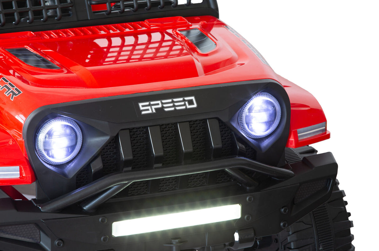 Adventure-Ready Red Jeep-Inspired Remote Control Electric Ride-On Car