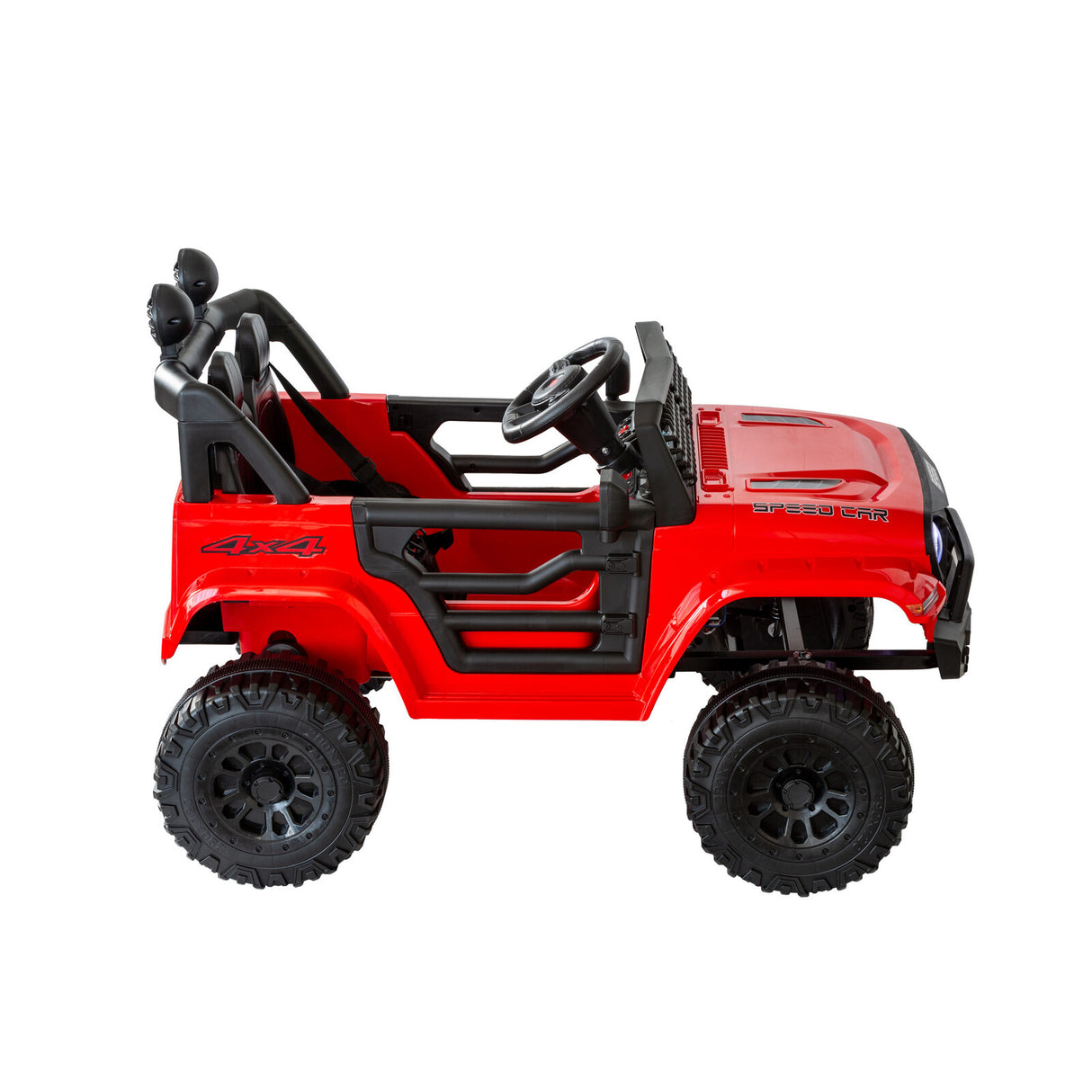 Adventure-Ready Red Jeep-Inspired Remote Control Electric Ride-On Car