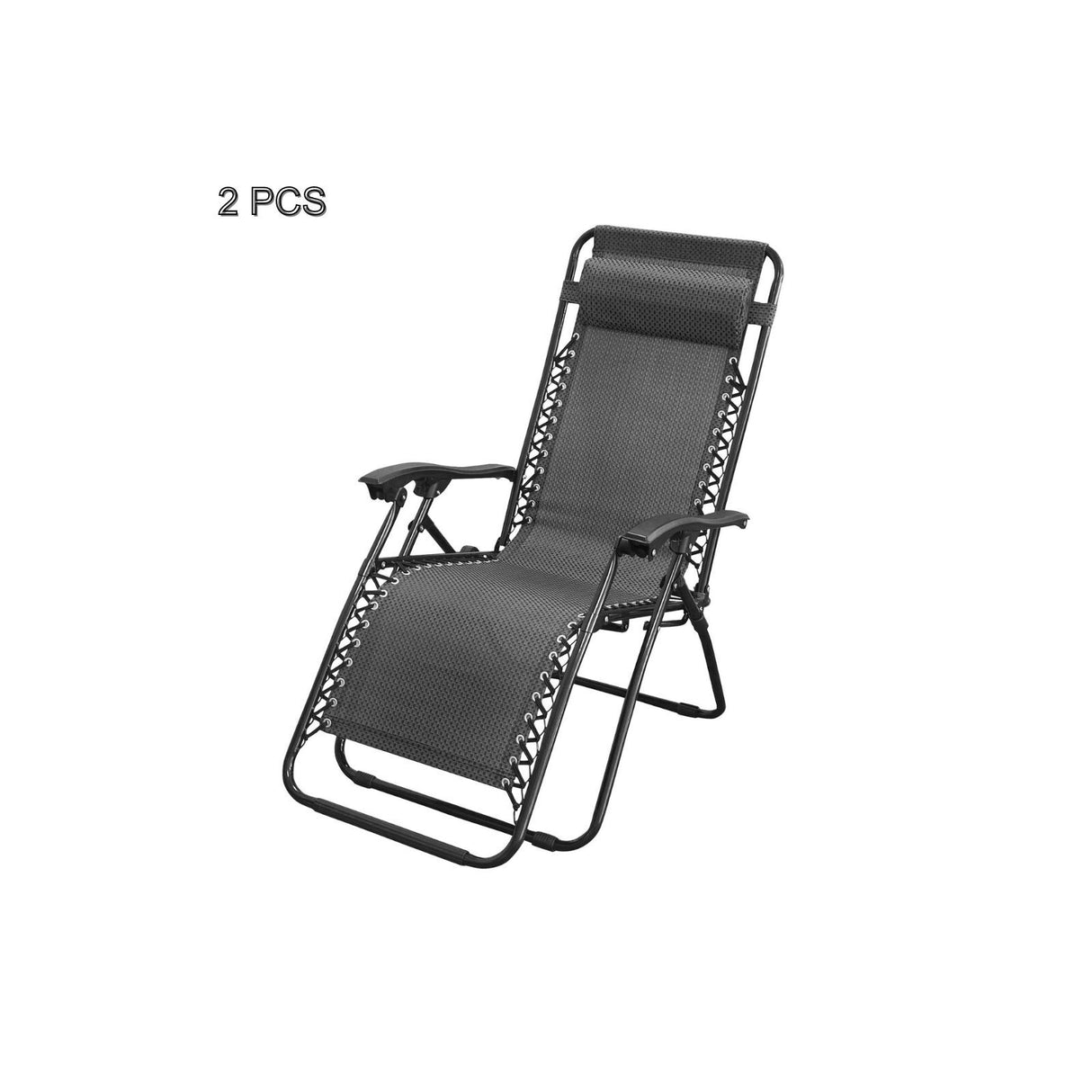 Pack of 2 Adjustable Zero Gravity Recliner Chairs (Black)