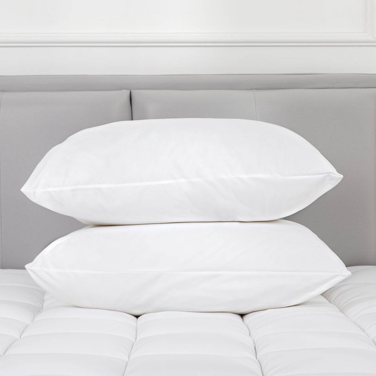 100 Percent Cotton Pillow Cover with 800g Poly Fill, Hypoallergenic, Antibacterial, and Cooling Technology 2 PK