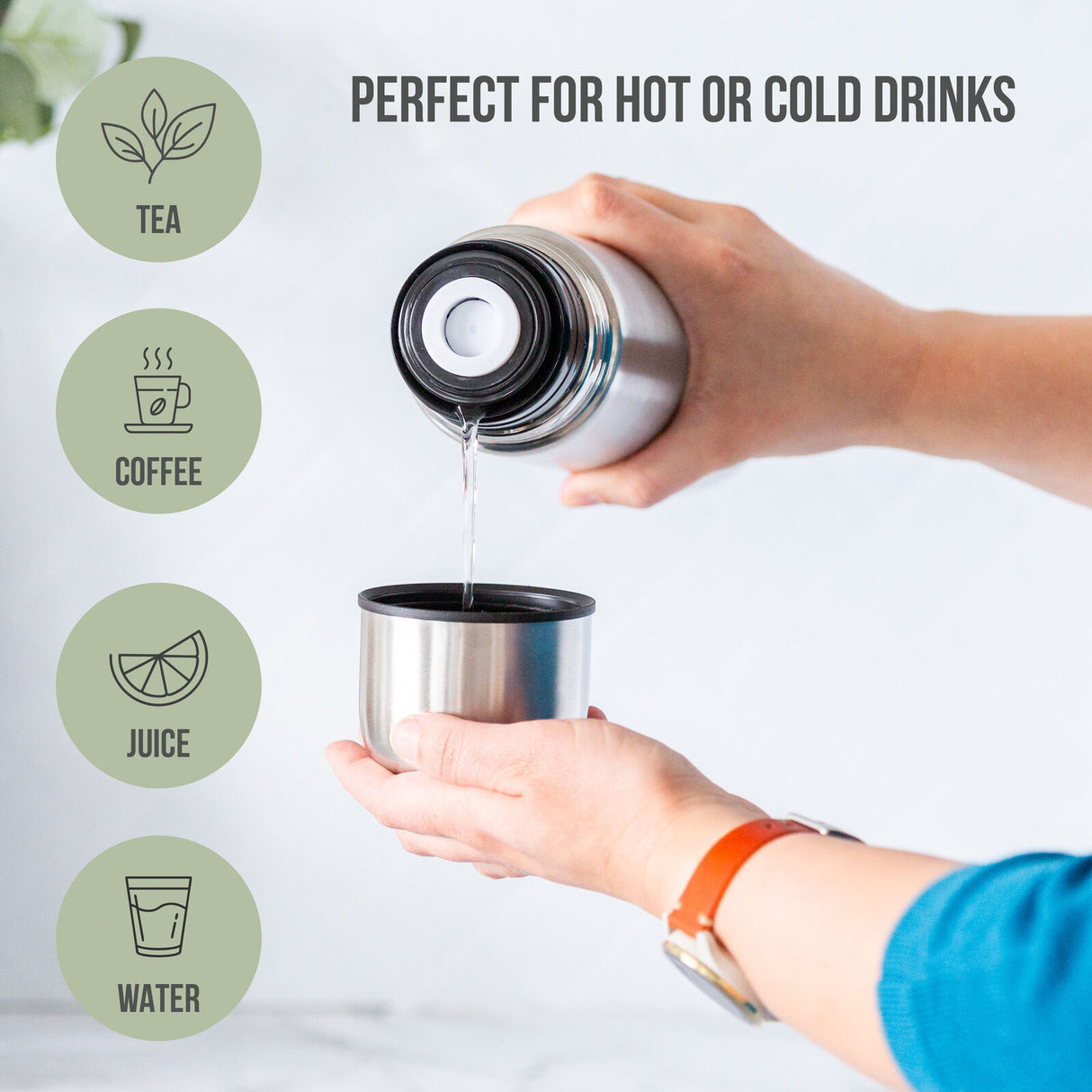 1L Stainless Steel Vacuum Flask Insulated Drink Container