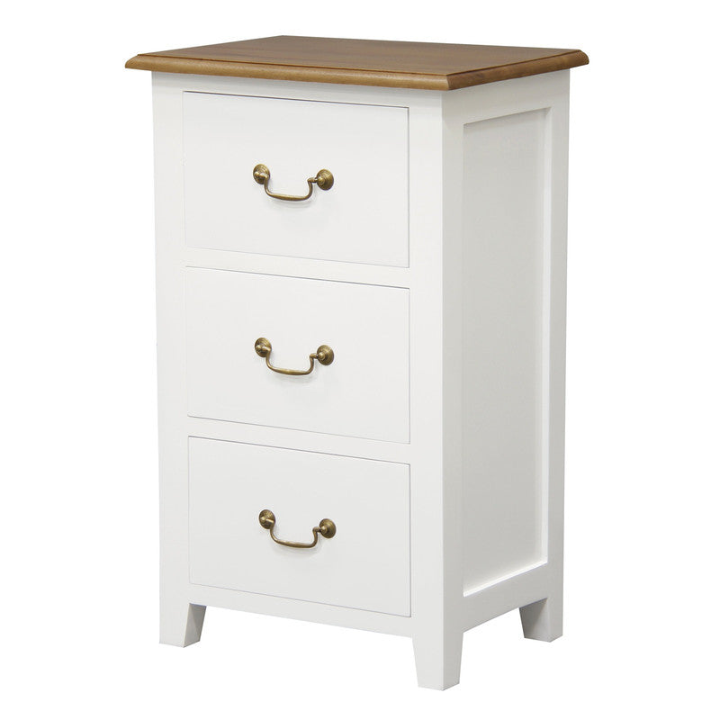 Tasmania 3 Drawer Lamp Table (White Caramel)