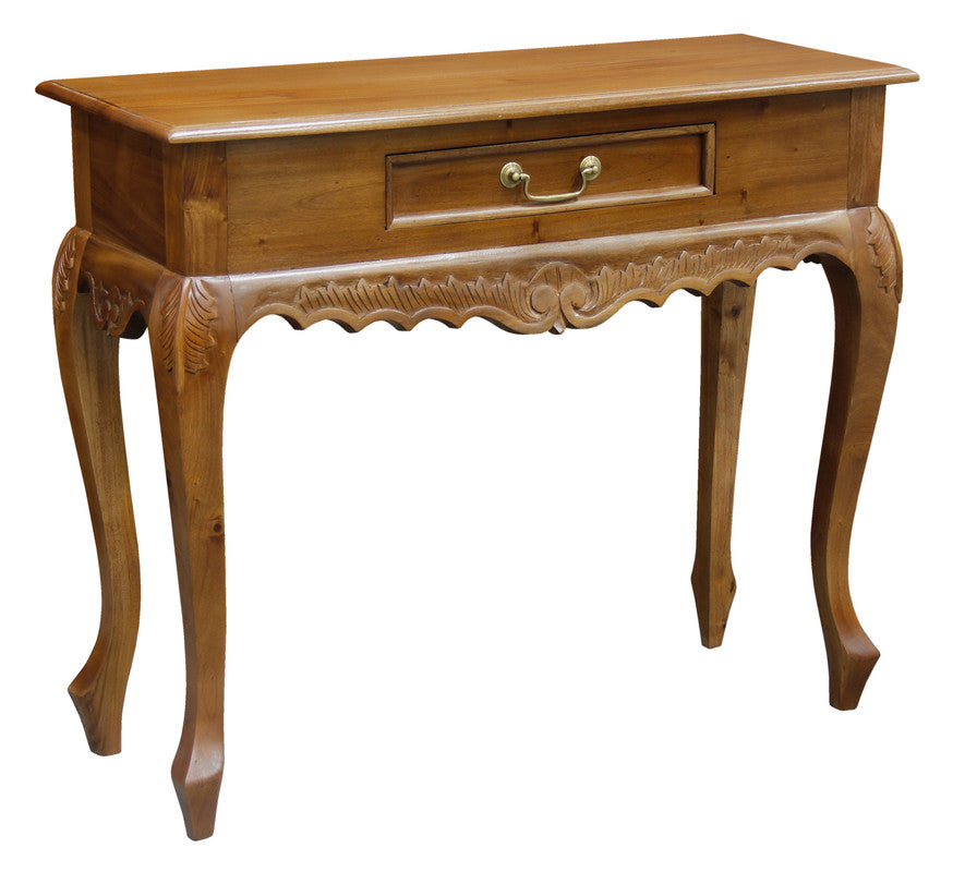 Jepara 1 Drawer Carved Sofa/Hall Table (Light Pecan)