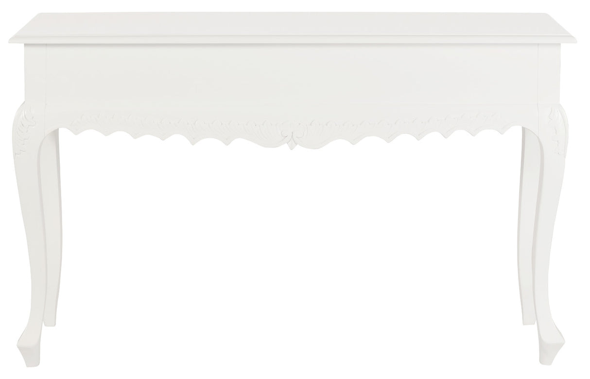 Seine 2 Drawer Carved Sofa Table (White)