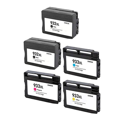 Compatible Premium 932XL + 933XL High Yield Inkjet Cartridges Set of 5 - 2BK,1C,1M,1Y (CN053AA - CN056AA) - for use in HP Printers
