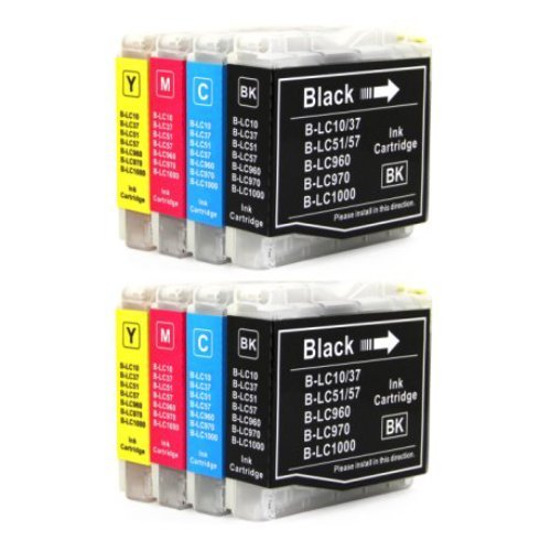Compatible Premium Ink Cartridges LC57 / LC37 Set of 8 (Bk/C/M/Y x 2 ea) - for use in Brother Printers