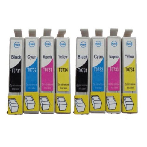 Compatible Premium Ink Cartridges 73N Cartridge Set of 8 (Bk/C/M/Y x 2 ea) - for use in Epson Printers