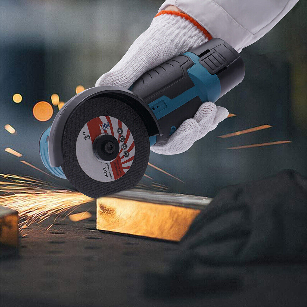 800W Mini Cordless Brushless Angle Grinder Cutting Tool W/ 2x Battery & Charger