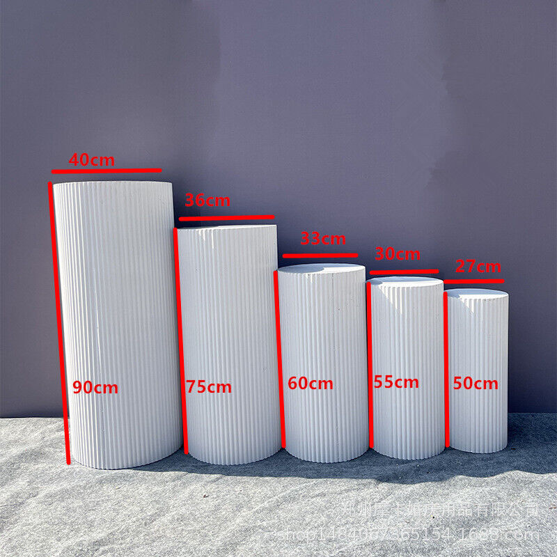 5x Metal Wedding Plinths Cylinder Pedestal Stand Ripple Cake Dessert Display