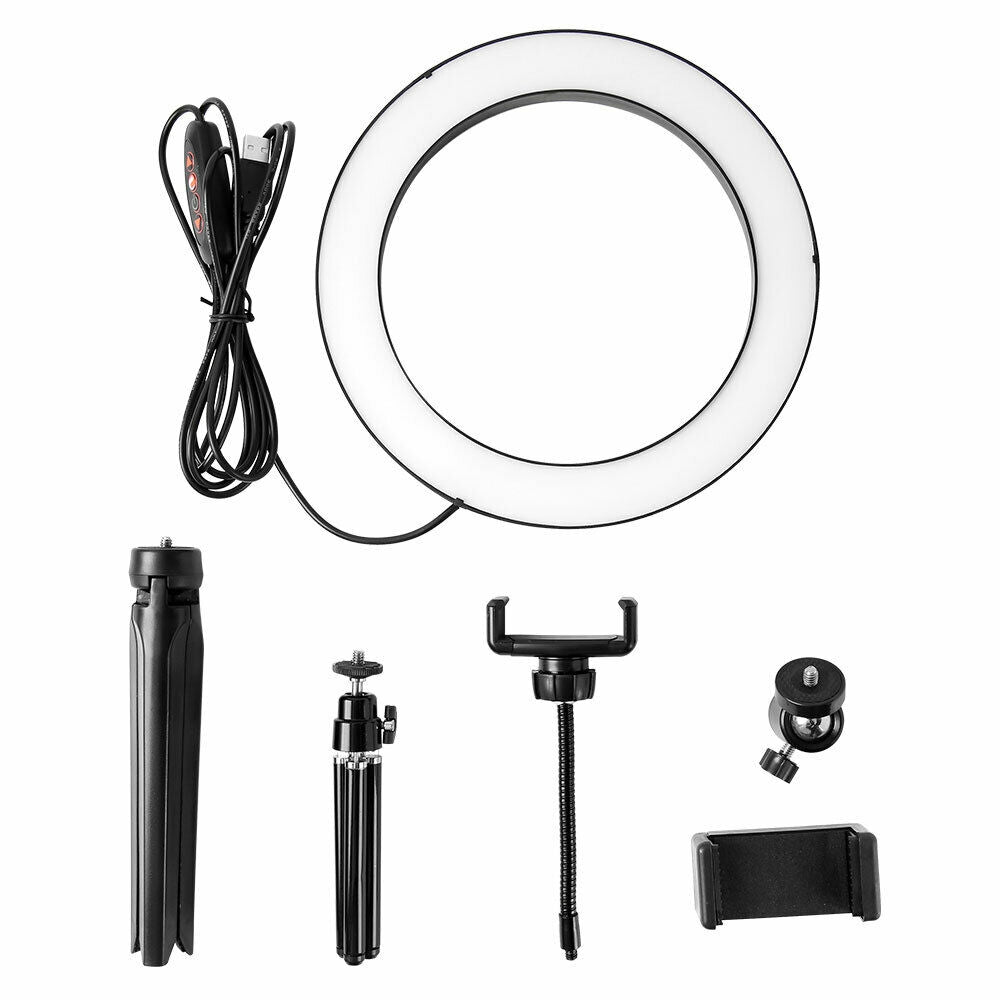 10 Dimmable LED Ring Light Tripod Stand for Phone Makeup Live Selfie