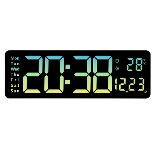 16 Green gradient color Large Digital Big Jumbo LED Wall Desk Clock Display With Temperature Calendar