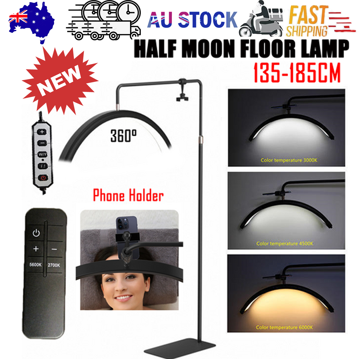 Beauty Half Moon Floor Fill Lamp LED Lash Light for Tattoo Salon Eyelash Makeup