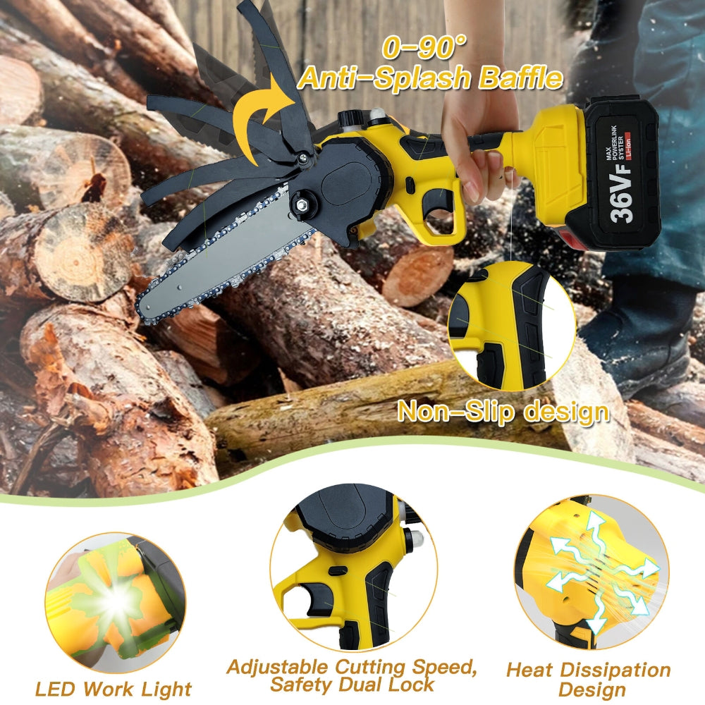 36V 8 Mini Cordless Electric Chainsaw 2XBattery 36V Wood Cutter Rechargeable