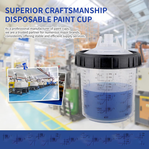 50 Sets Paint Spray Gun Cup Lids Liners Kit with Micron Filter 600ML Clear