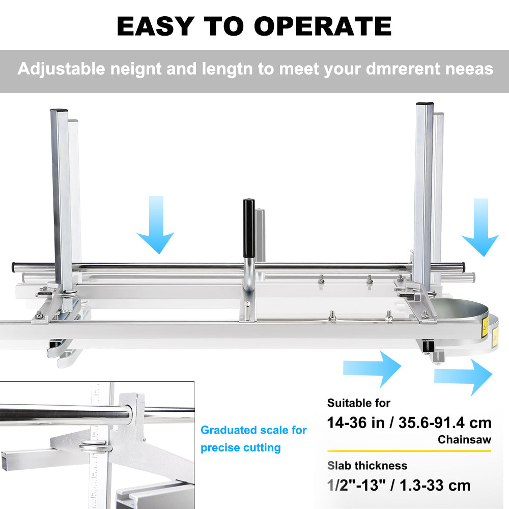 Chainsaw Mill For Saws 14-36 Bar Furniture Making Wood Cutting Aluminum Steel