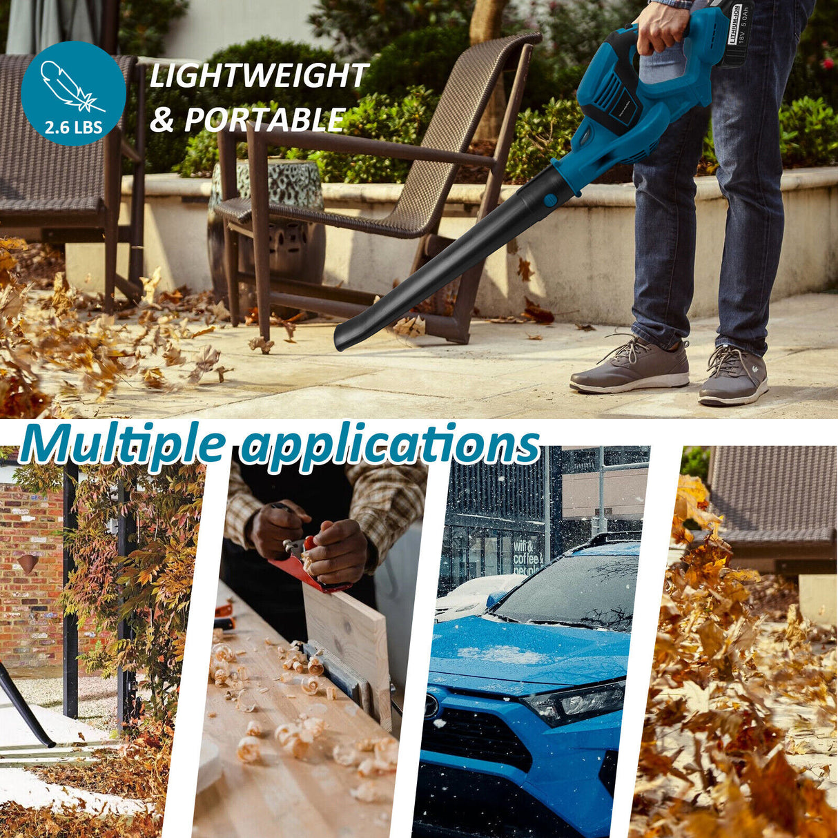 Cordless Leaf Blower Dust Tools Garden Lightweight for Makita 18V Battery AU