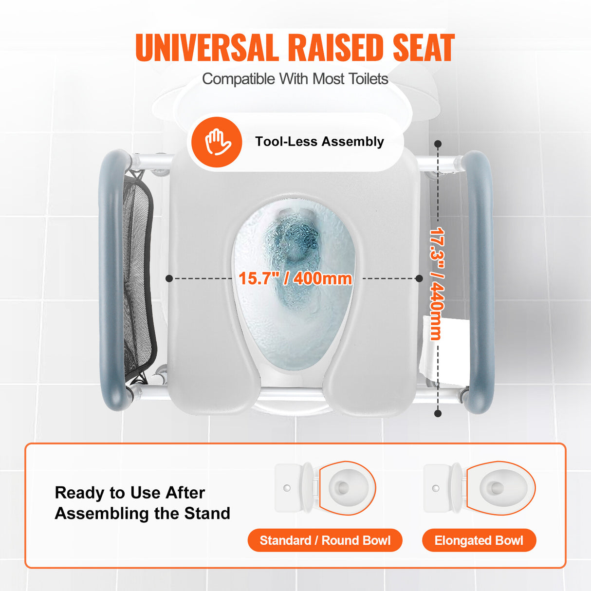 Upgrade Raised Toilet Seat 19.3-25.2 150kg Universal Toilet Riser for Elderly