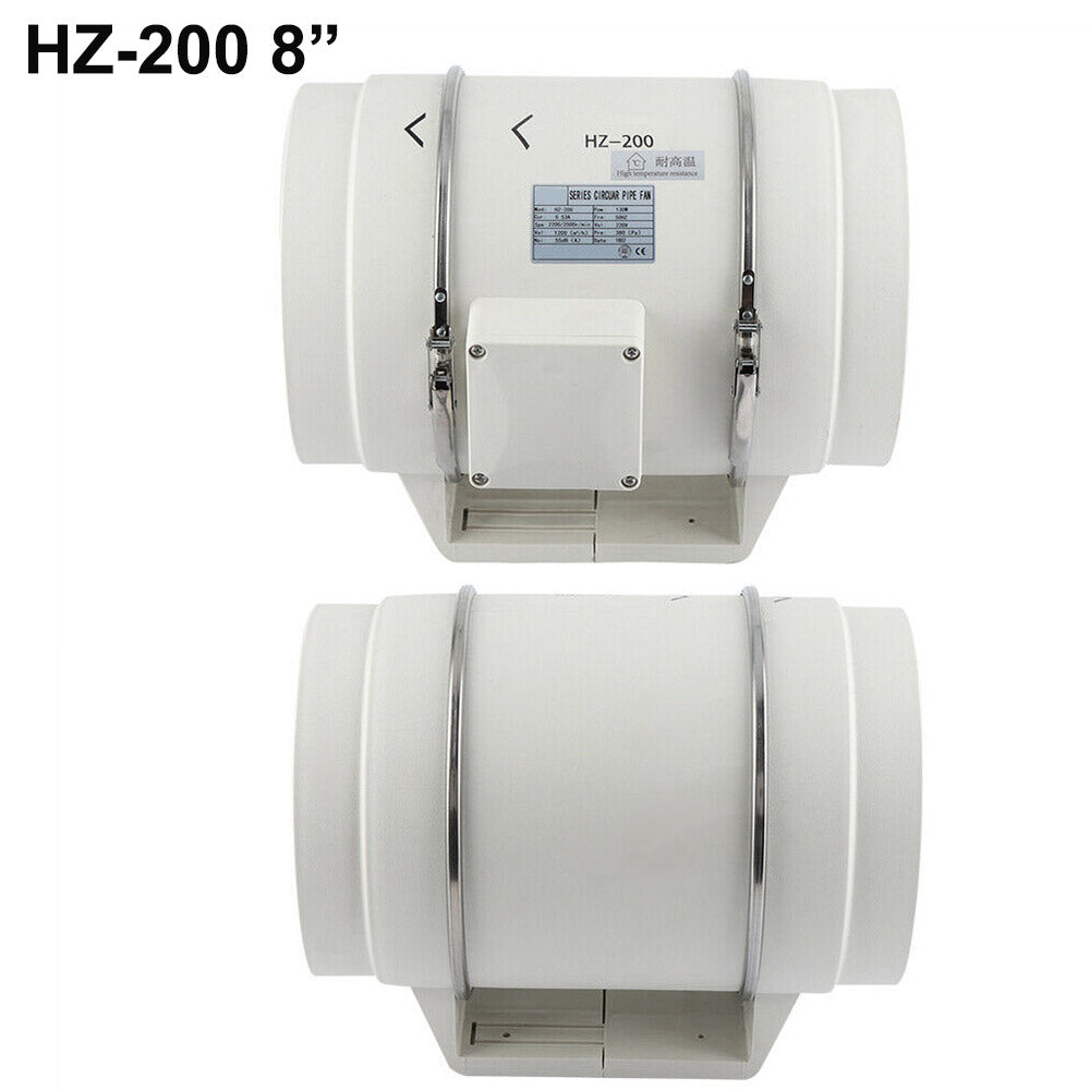 8 Inch Silent Extractor Fan Duct Hydroponic Inline Exhaust Vent Industrial