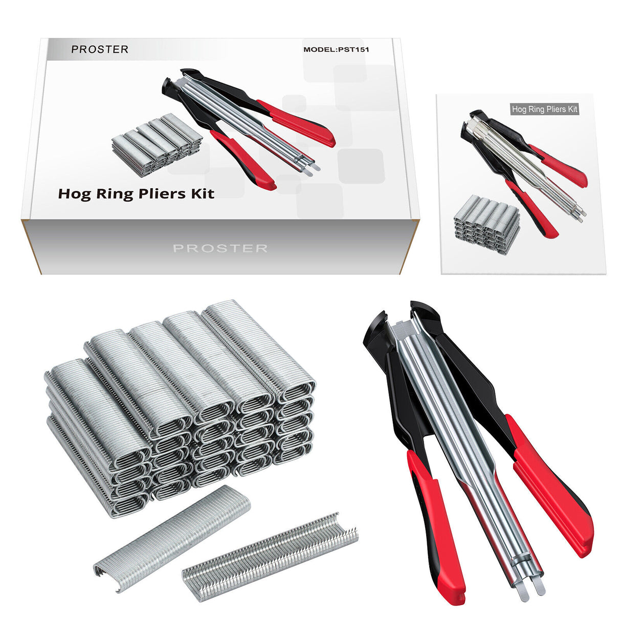 Hog Ring Gun C Clip Auto Feed Nailer Pliers+2500pcs Galvanised Steel Hogring Set