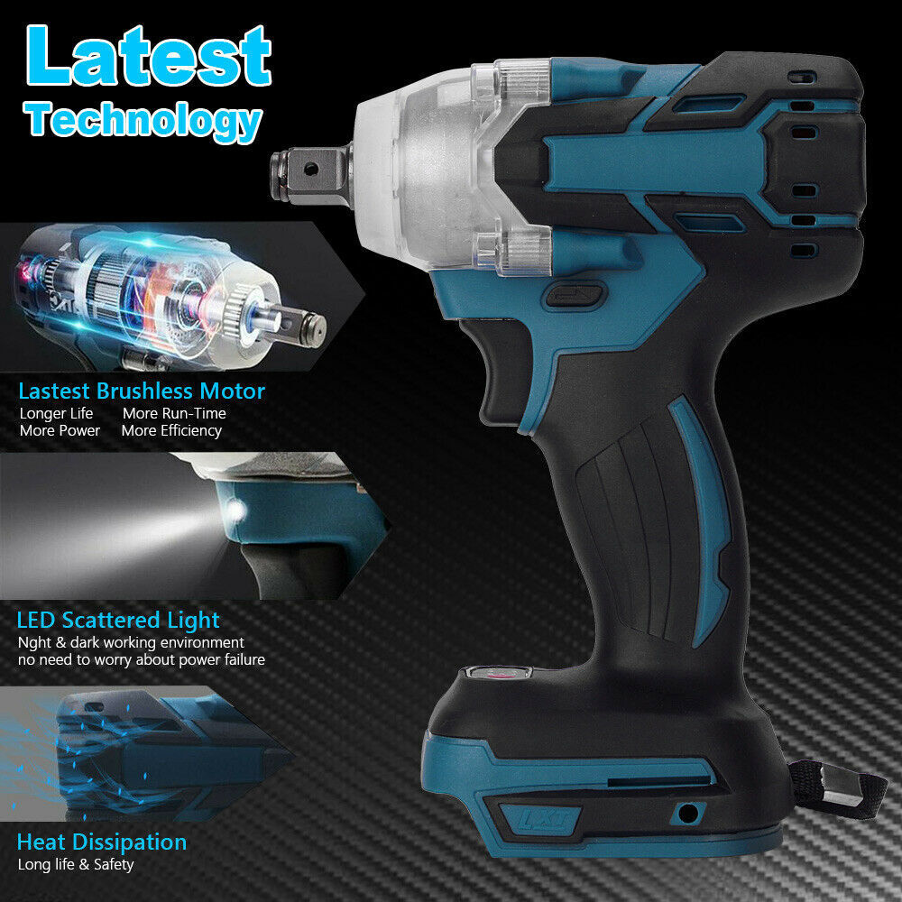 1/2 Cordless Impact Wrench Driver Brushless Rattle Gun For Makita 18V Battery
