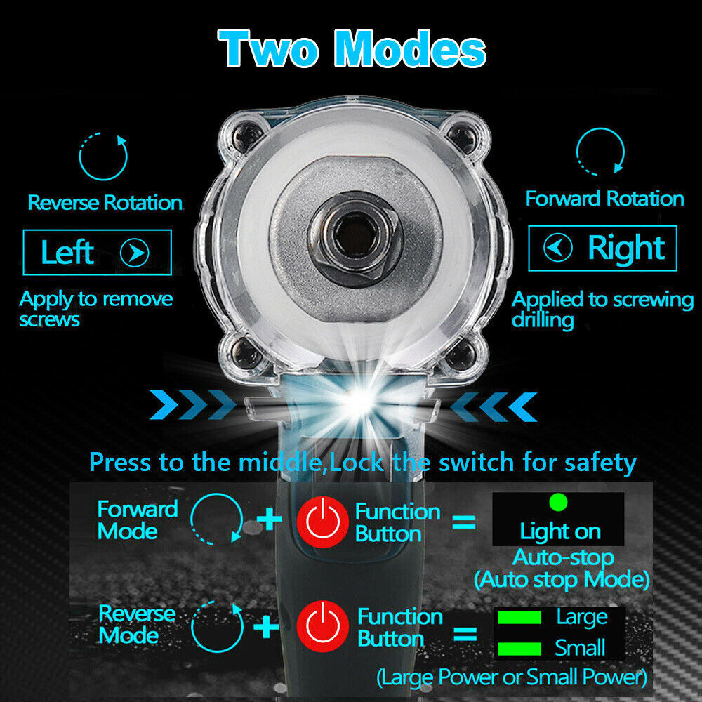 1/2 Cordless Impact Wrench Driver Brushless Rattle Gun For Makita 18V Battery
