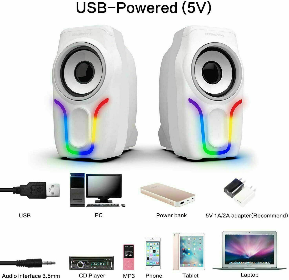 Wired Mini Gaming Speakers with 3.5mm, Portable Computer Mini Speakers for Music