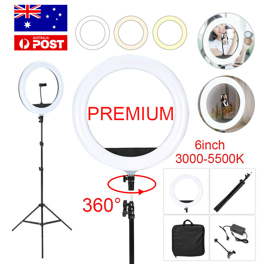8LED Ring Light Dimmable Lighting Kit Phone+Selfie 40cm Tripod Makeup Live Lamp