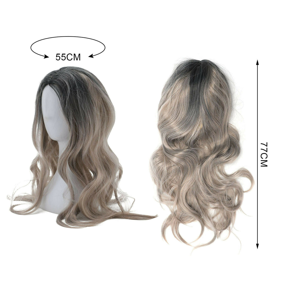 The new Brown Gold Blonde Long Wavy Wig Synthetic Curly Hair Cosplay Fashion