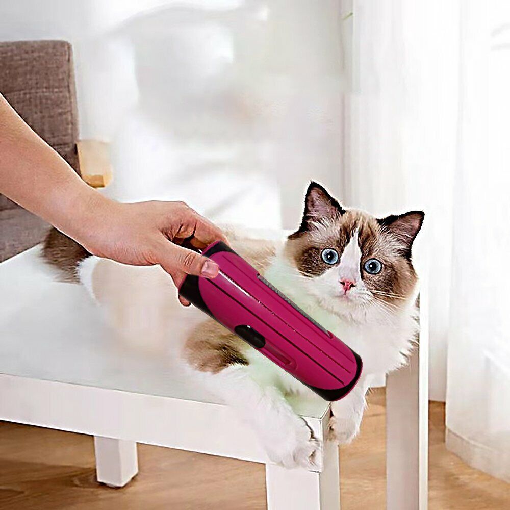 Pet Dog Cat Hair Fur Deshedding Shedding Trimmer Grooming Roll Comb Brush red
