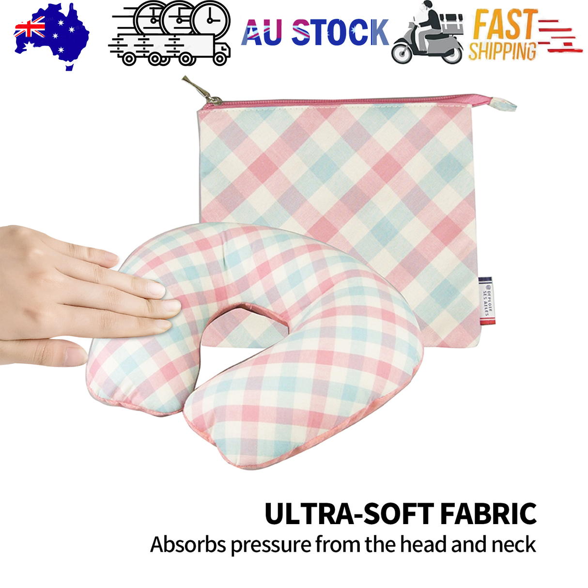 Inflatable U Shaped Travel Neck Pillow Portable Car Flight Head Rest Cushion