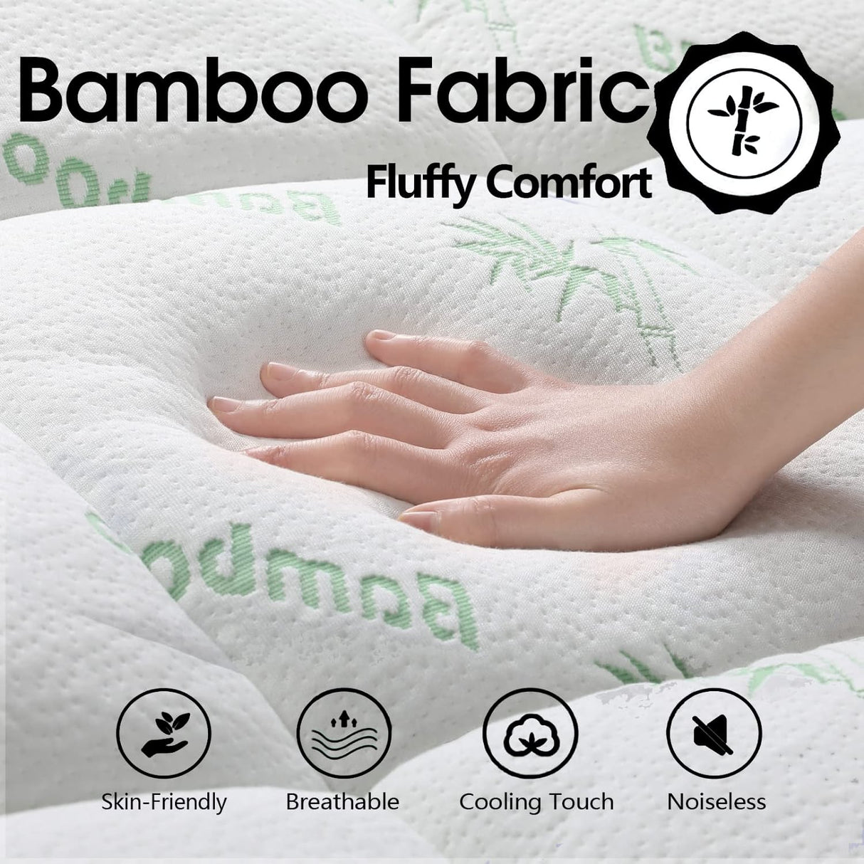 Bamboo Pillowtop Mattress Topper Luxury Bedding Mat Pad Protector Cover Queen 153 x 203 cm