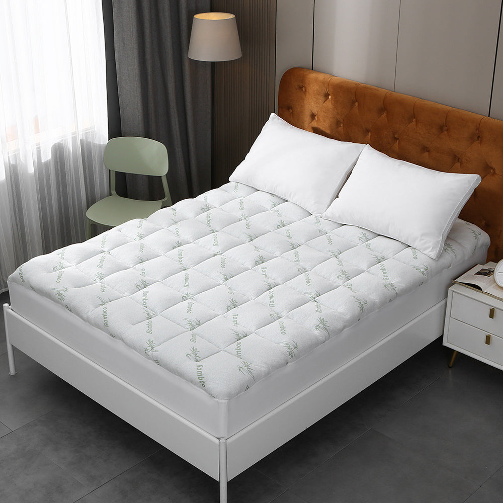 Bamboo Pillowtop Mattress Topper Luxury Bedding Mat Pad Protector Cover Single 90 x 190 cm