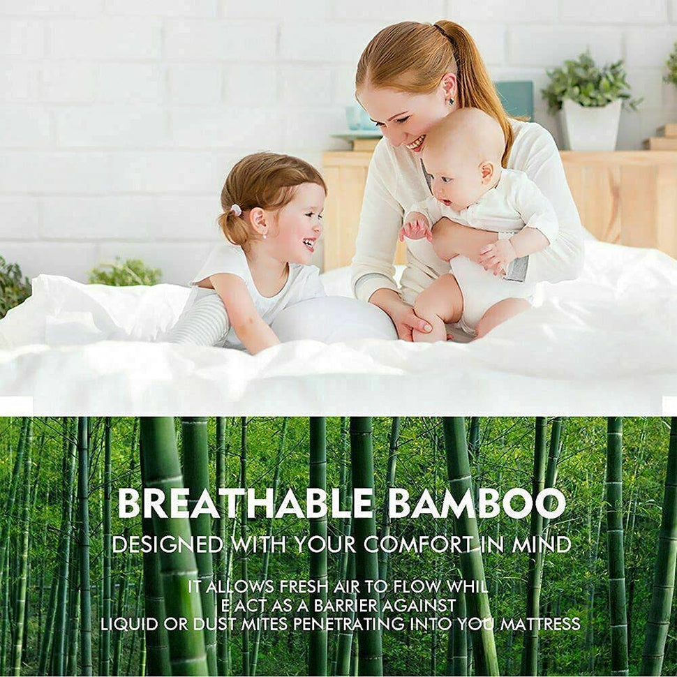 Bamboo Pillowtop Mattress Topper Luxury Bedding Mat Pad Protector Cover Single 90 x 190 cm