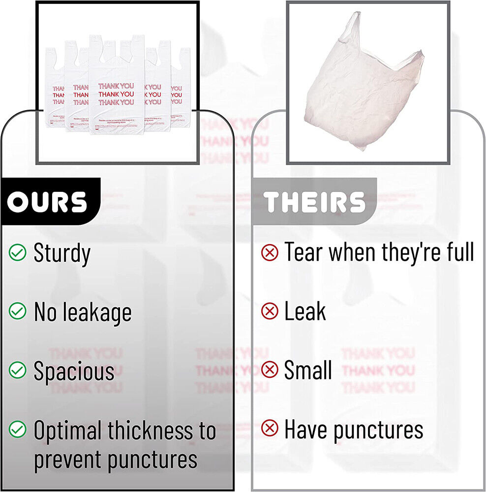 50X Plastic Shopping Bags - Reusable Recyclable Singlet Eco Grocery Carry Bag large