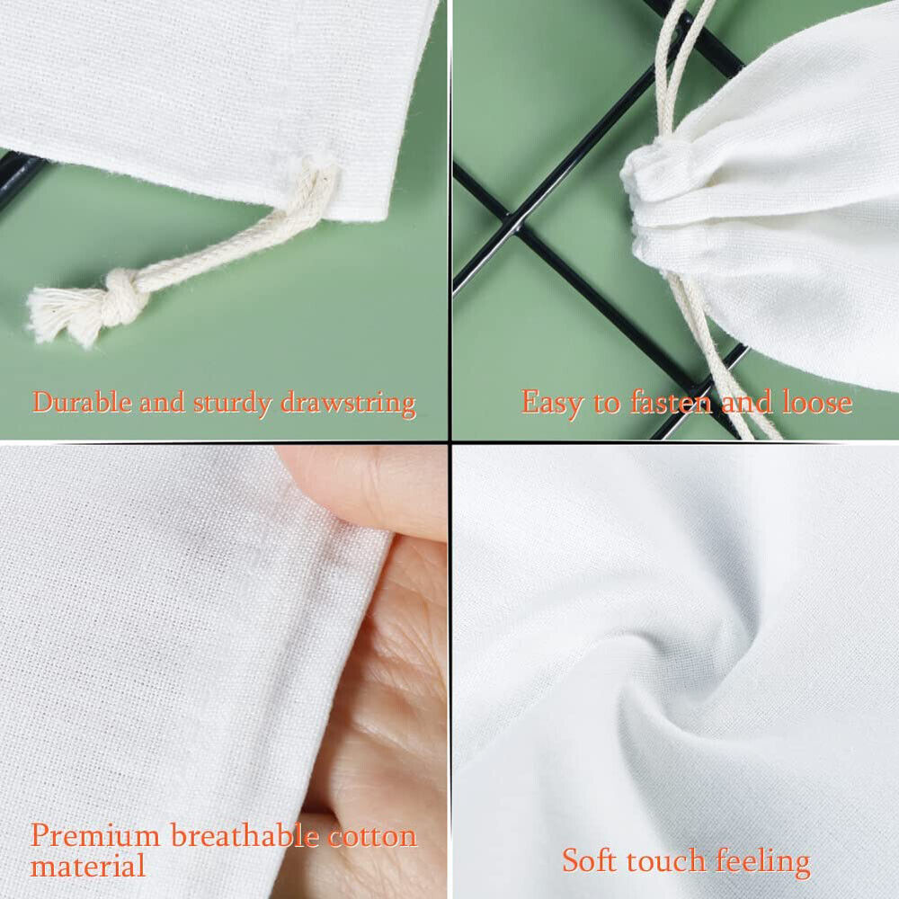 50Pcs 15X20cm Drawstring Storage Bags Calico Bags Linen Tote Gift Bag Bulk