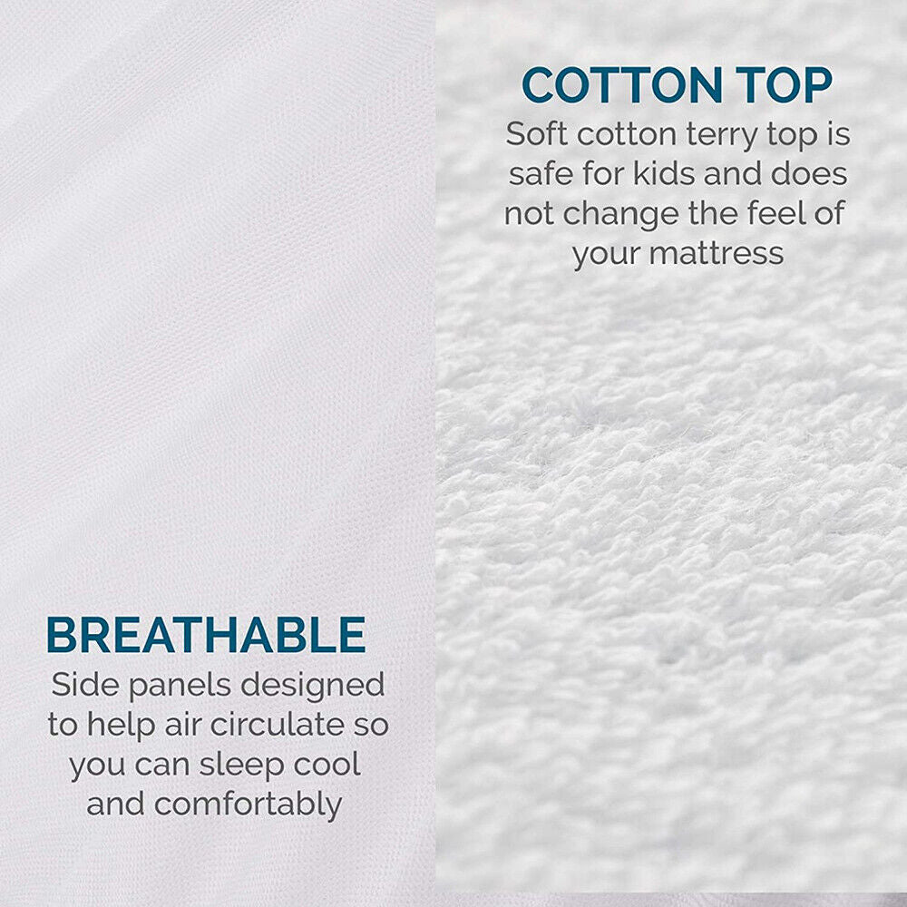 Fully Fitted Waterproof Cotton / Non Woven Mattress Protector Cover Double