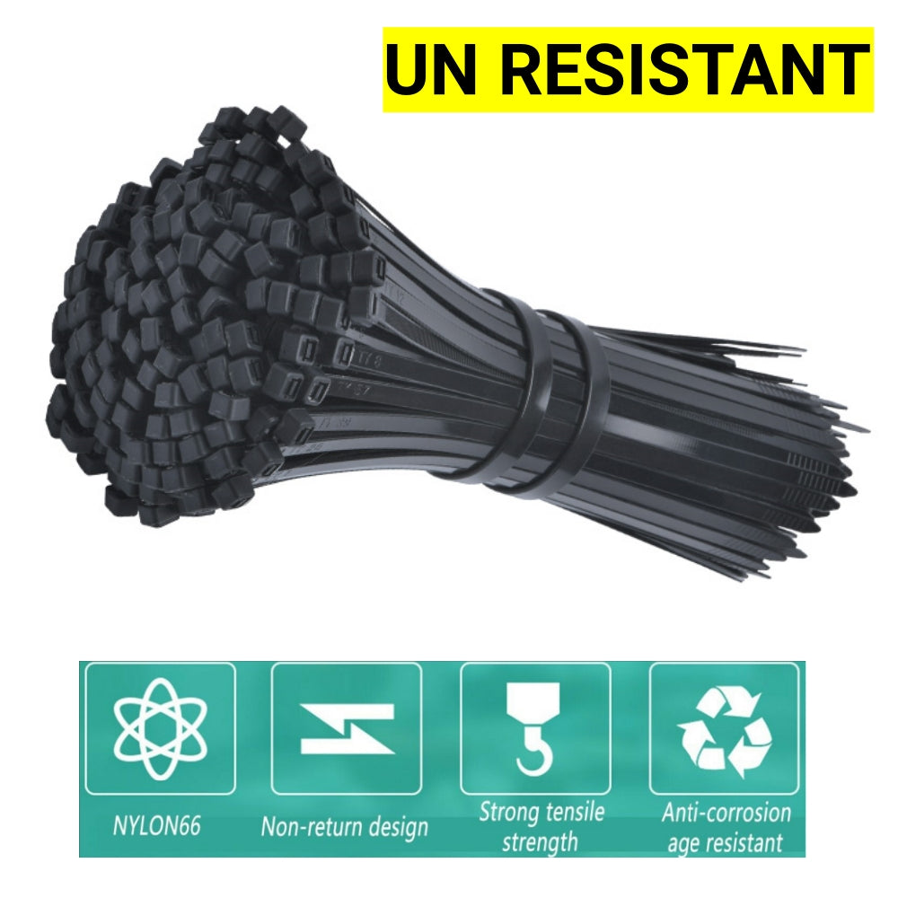 Cable Ties Zip Ties Nylon UV Stabilised 500pc Bulk Black Cable Tie 150mm x 2.5mm