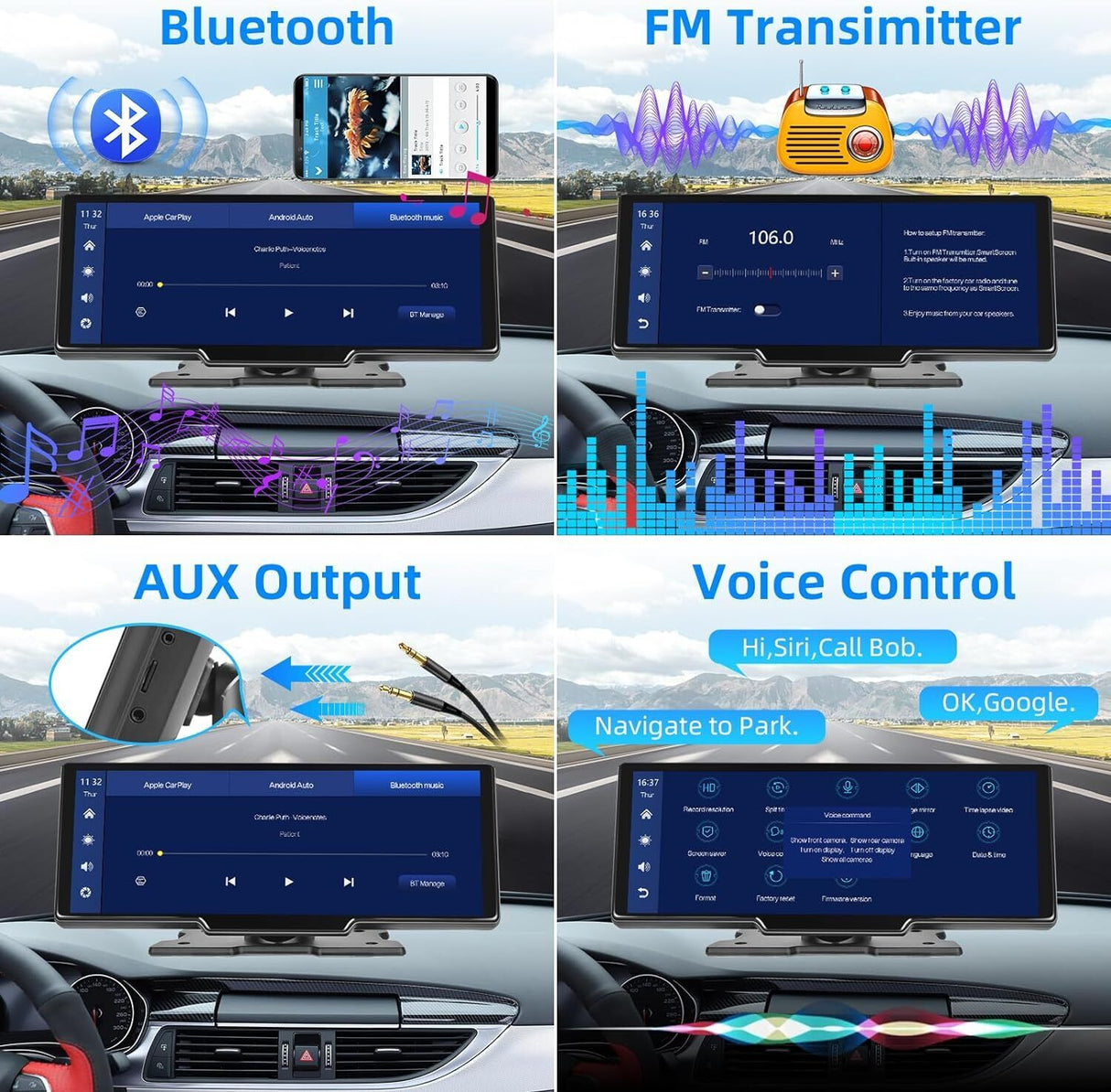 10.26 4K Dash Cam Car Stereo For Apple Carplay & Android Auto GPS Rear Camera