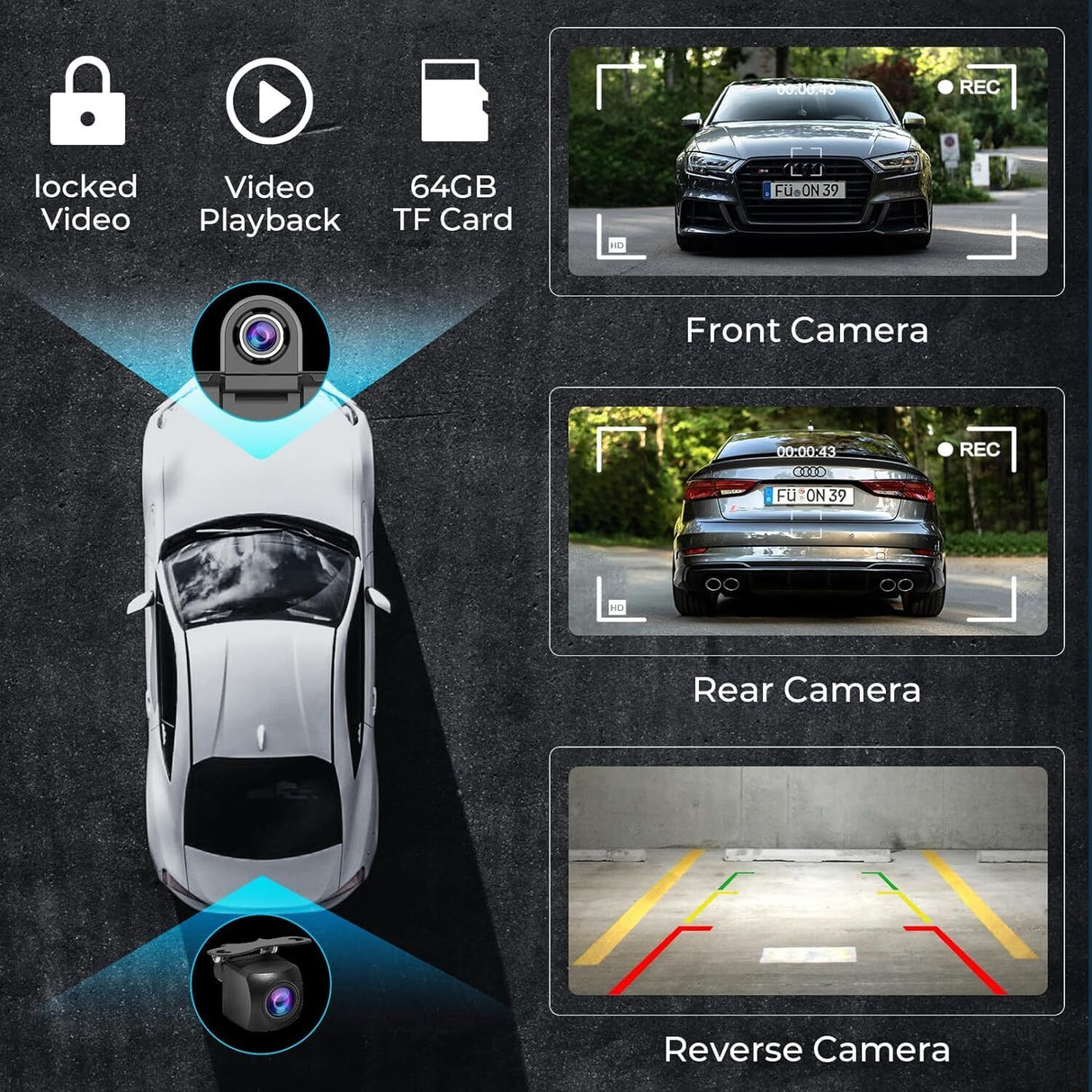 10.26 4K Dash Cam Car Stereo For Apple Carplay & Android Auto GPS Rear Camera