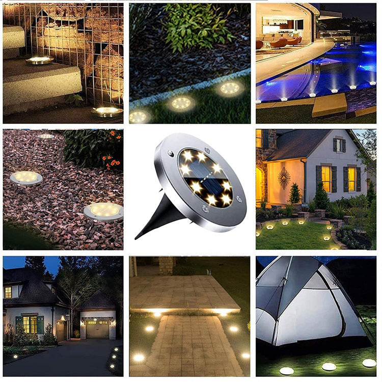 4pcs LED Solar Underground Light Waterproof Color Changing Garden Buried Lamp