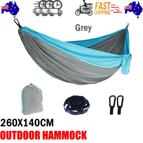 Outdoor Camping Hammock Lightweight 260x140cm Portable Travel Grey