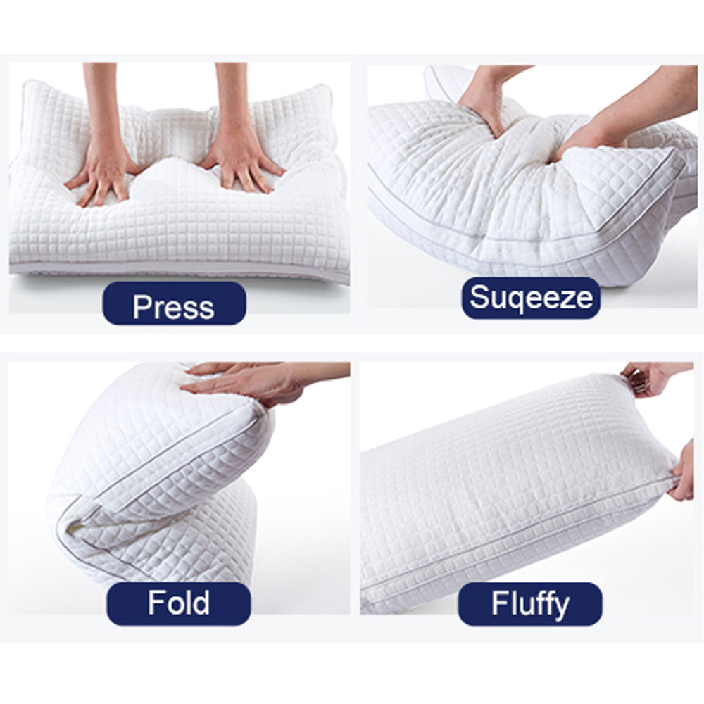 2xStandard Quality Pillows Cotton Hotel Adjustable Home Pillows Down Alternative Pillows