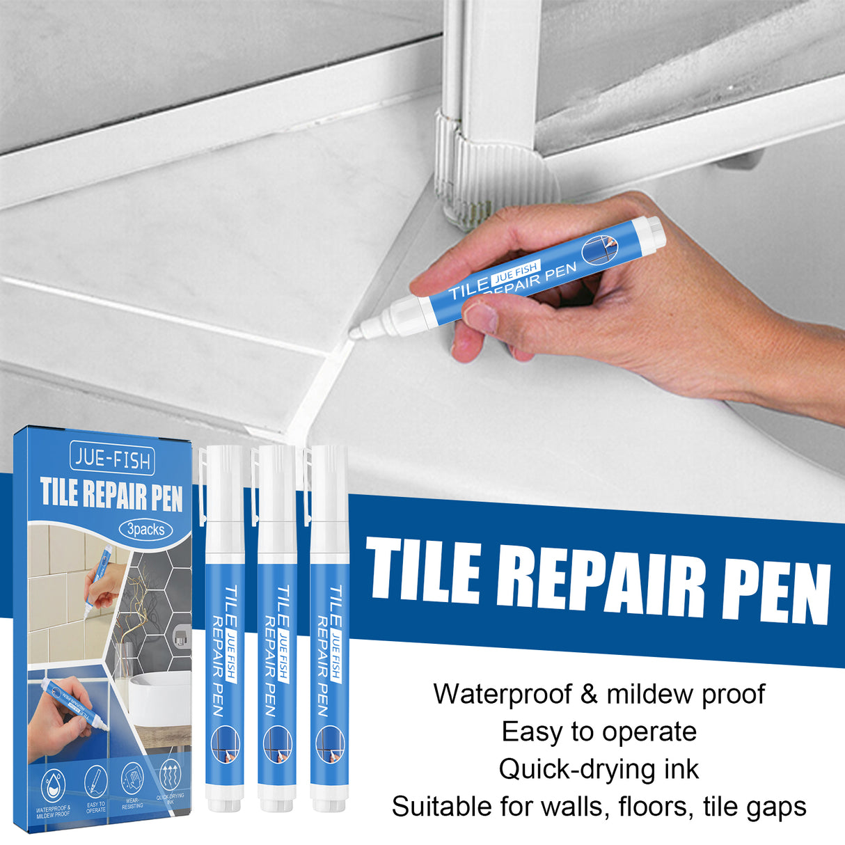 Jue Fish Tile Repair Pen Waterproof Mildew Resistant Tile Repair Pen For Bathroom Floor Crevices